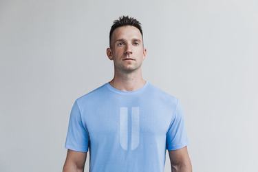 Nobull Horns Men's T Shirts Blue | Australia (UT4965)